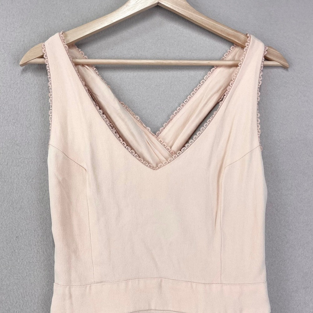 Sezane Alya Mini Dress Womens XS (36) Blush Pink Deep V Romantic Feminine - Picture 2 of 10